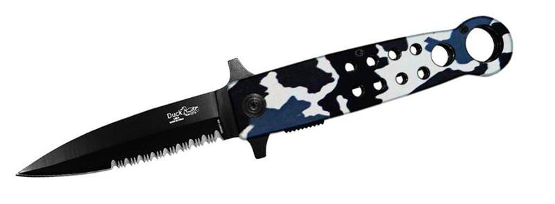 8 Inch Duck Snow Camo, Half Serrated Assisted Open Pocket Knife Collectible Weapons - Tophatter Daily Deals