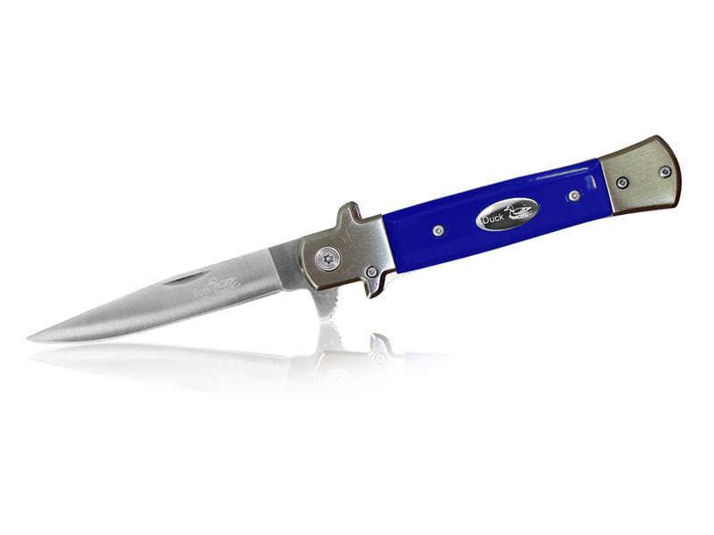 Blue German Style Stiletto Spring Assisted Knife - TOPHATTER'S ARMORY DEALS Collectible Weapons - Tophatter Daily Deals