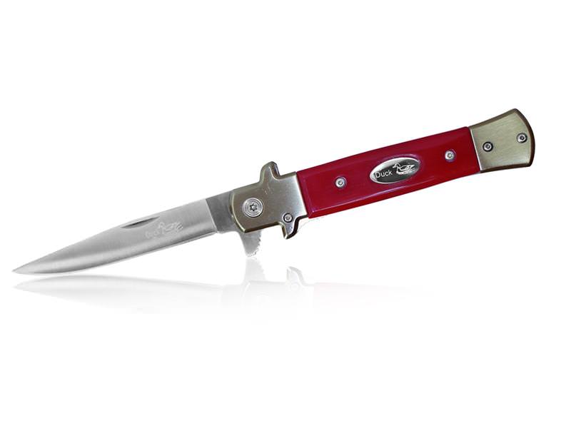 Red German Style Stiletto Spring Assisted Knife - TOPHATTER'S ARMORY DEALS Collectible Weapons - Tophatter Daily Deals