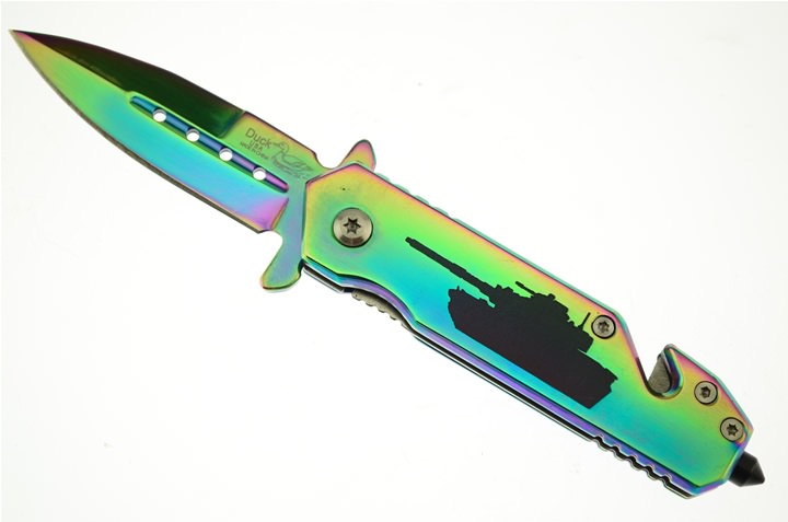 3.5 Inch Closed Rescue Spring Assist Marines Folding Knife - Titanium - Tophatter's Guns'N'Weapons Store Collectible Weapons - Tophatter Daily Deals