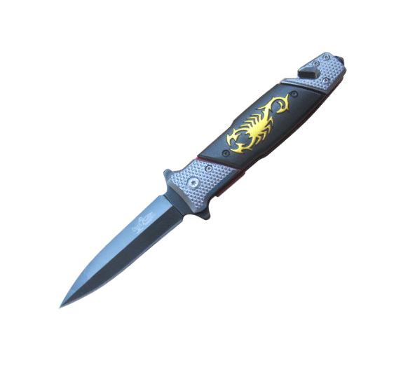Scorpion Rescue Dagger Style Spring Assisted Opening Knife - TOPHATTER'S ARMORY DEALS Collectible Weapons - Tophatter Daily Deals