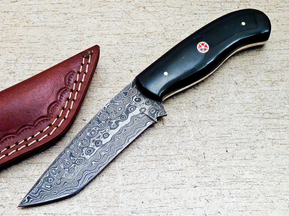 Damascus Steel Custom Handmade Hunting Tanto Knife 8.5" - Tophatter's Inc. Weapons Store Online Collectible Weapons - Tophatter Daily Deals