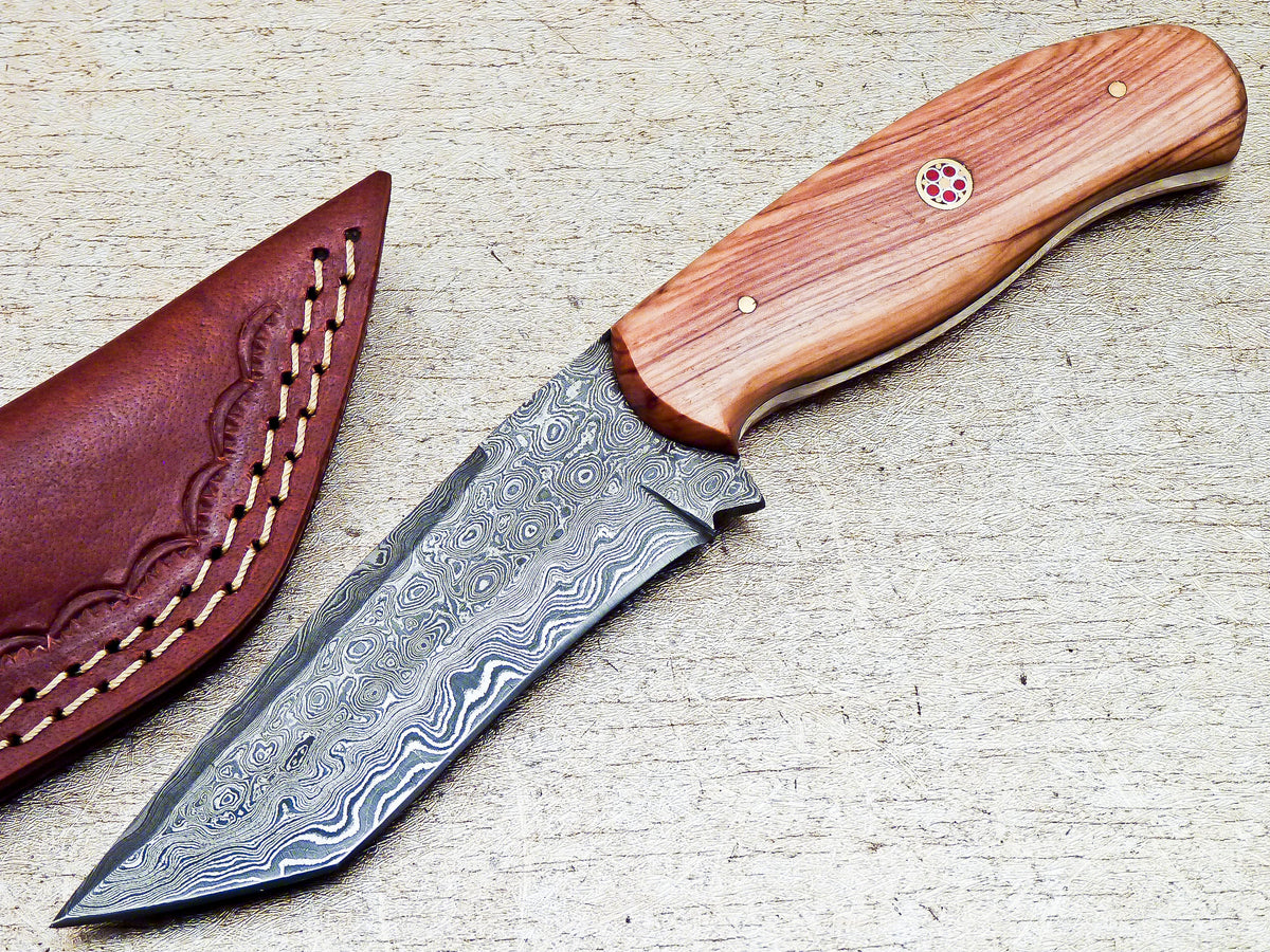 Damascus Steel Custom Handmade Hunting Skinning Tanto Knife 8.5" - Tophatter's Inc. Weapons Store Online Collectible Weapons - Tophatter Daily Deals