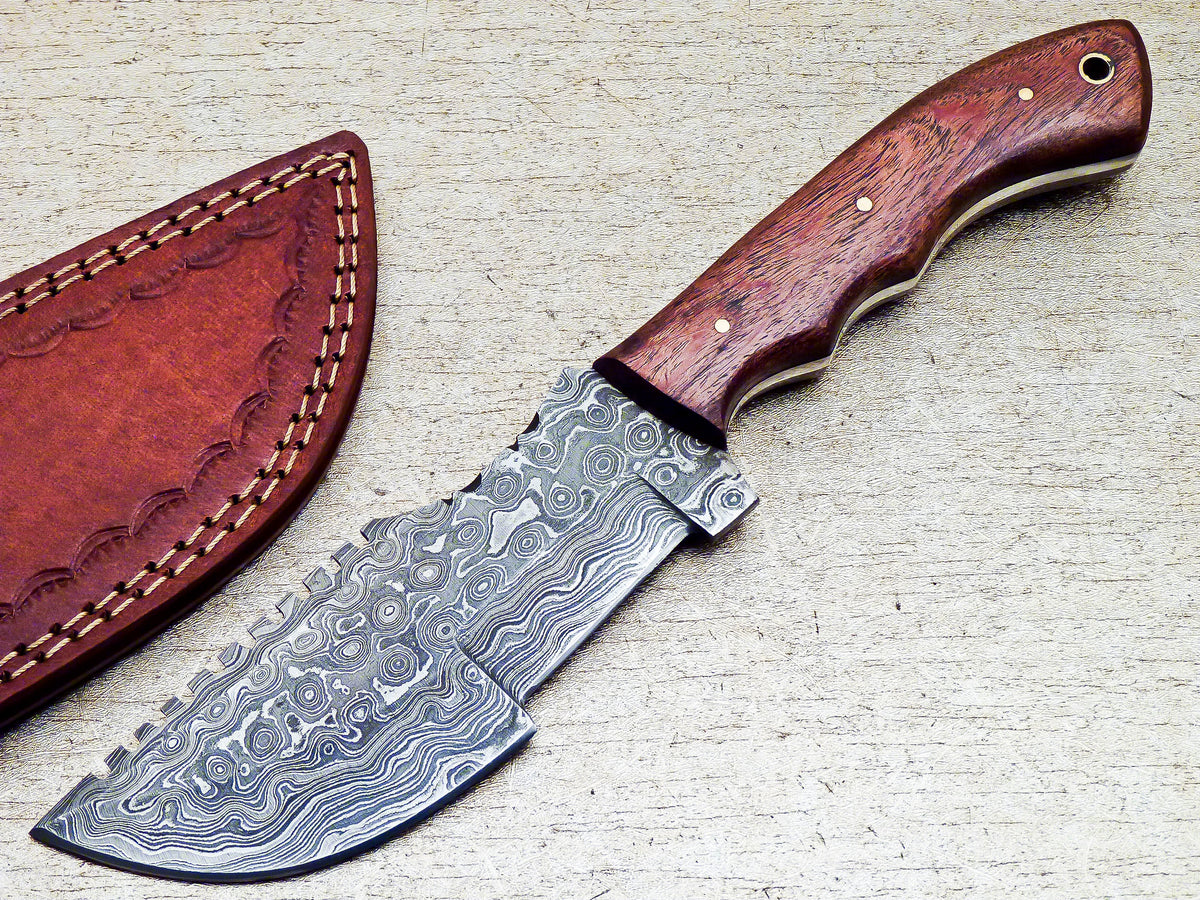 Damascus Steel Handmade Hunting Tracker Knife 10" - TOPHATTER'S ARMORY DEALS Collectible Weapons - Tophatter Daily Deals