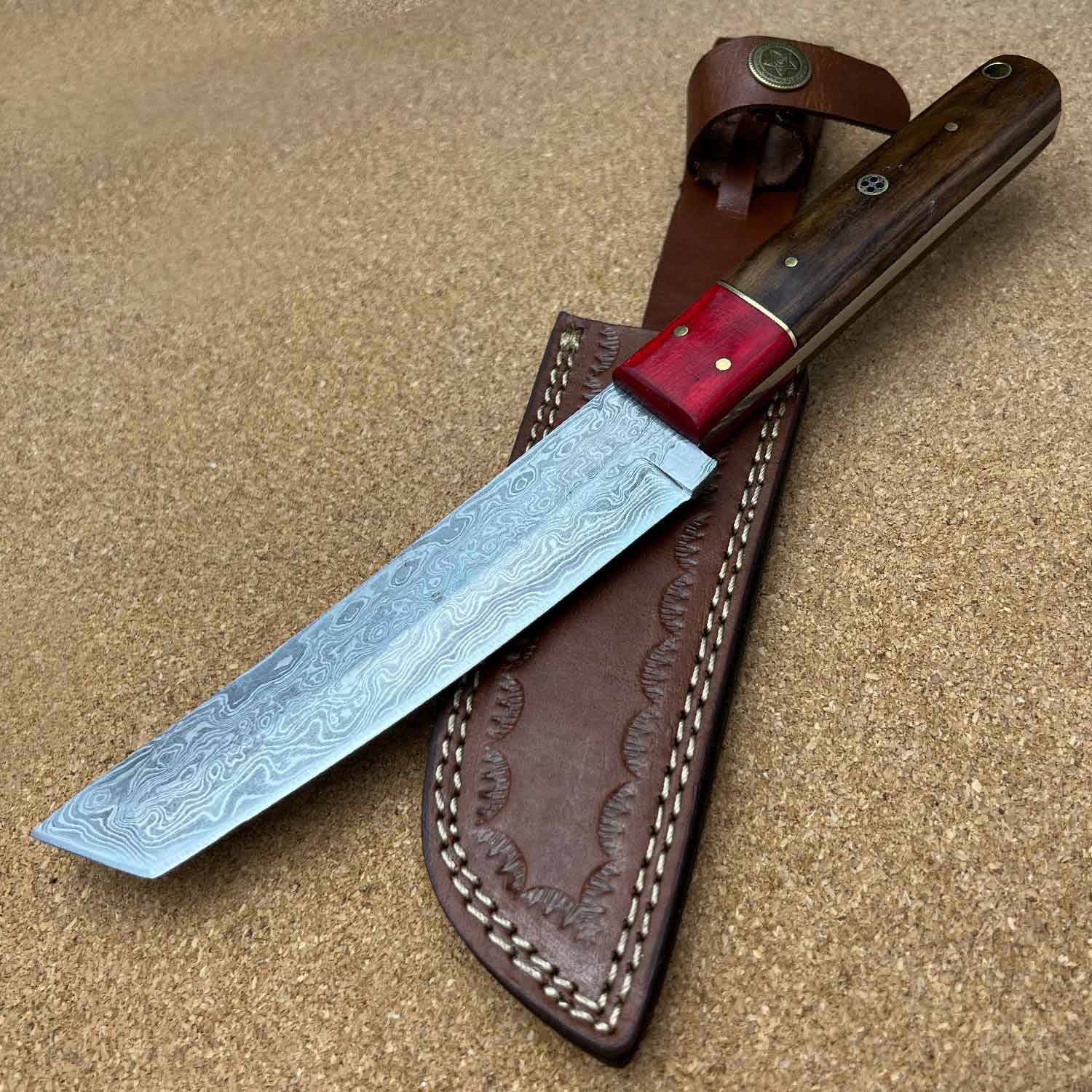 10.5" Damascus Steel Custom Handmade Hunting Skinning Tanto Knife - TOPHATTER'S ARMORY DEALS Collectible Weapons - Tophatter Daily Deals