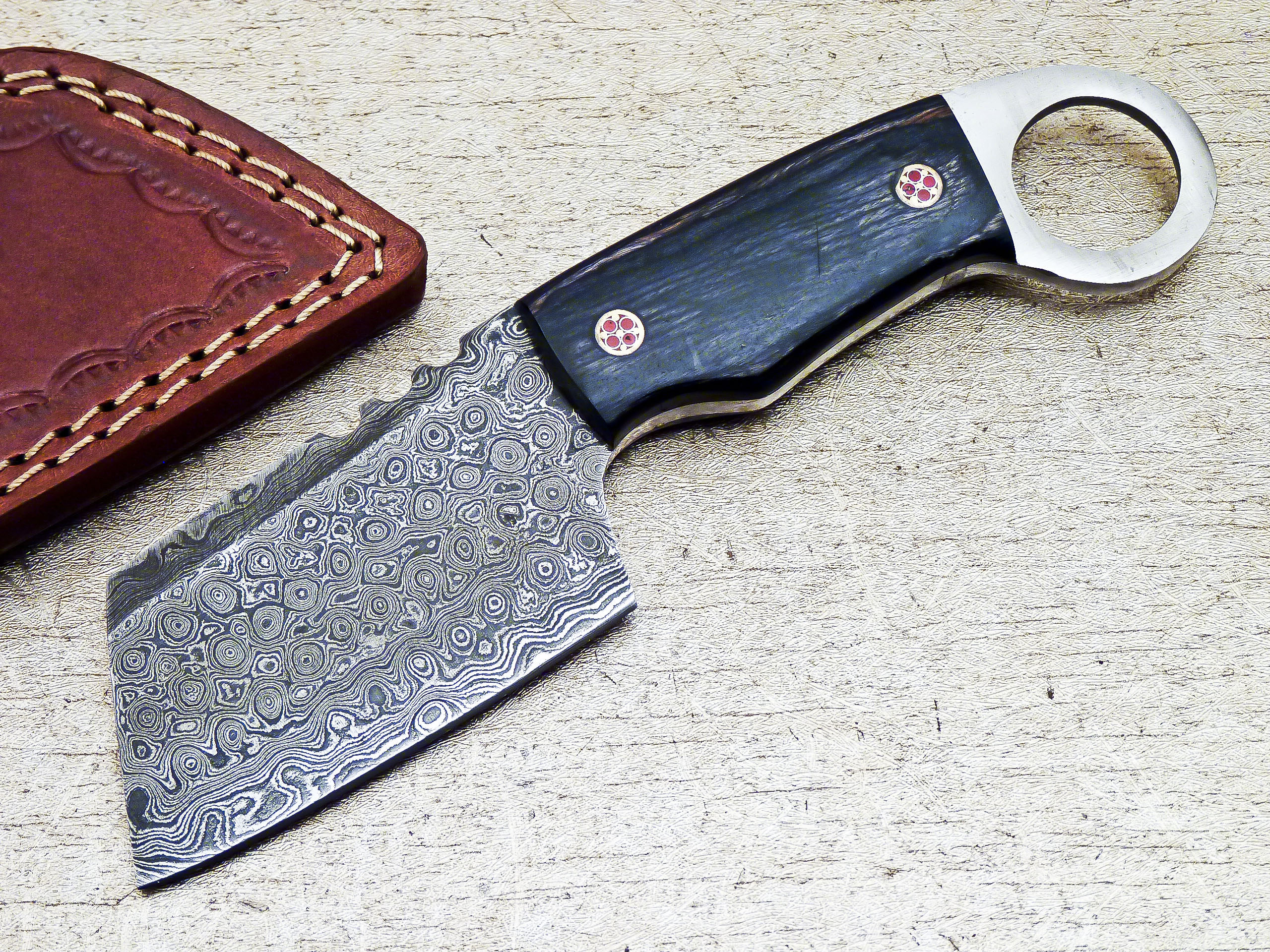 Custom Handmade Damascus Steel Skinning Sheepsfoot Knife 7" - Tophatter's Guns'N'Weapons Store - FREE SHIPPING Collectible Weapons - Tophatter Daily Deals