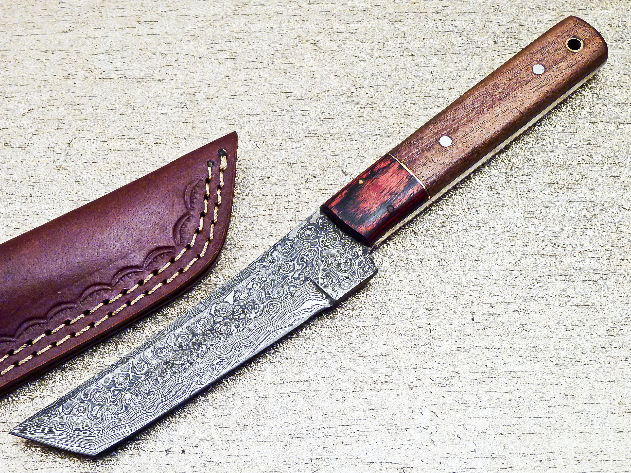 Damascus Steel Custom Handmade Hunting Tanto Knife 10" - Tophatter's Inc. Weapons Store Online Collectible Weapons - Tophatter Daily Deals