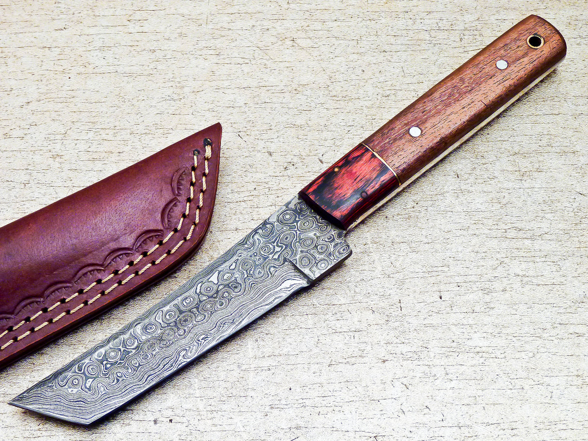 Damascus Steel Custom Handmade Hunting Tanto Knife 10" - Tophatter's Inc. Weapons Store Online Collectible Weapons - Tophatter Daily Deals