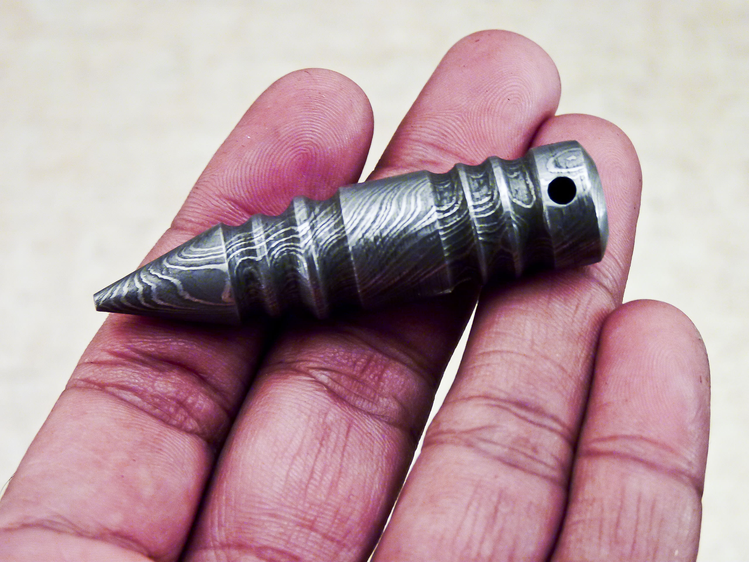 Custom Handmade Damascus Steel Bullet Pendant Necklace - TOPHATTER'S ARMORY DEALS Collectible Weapons - Tophatter Daily Deals