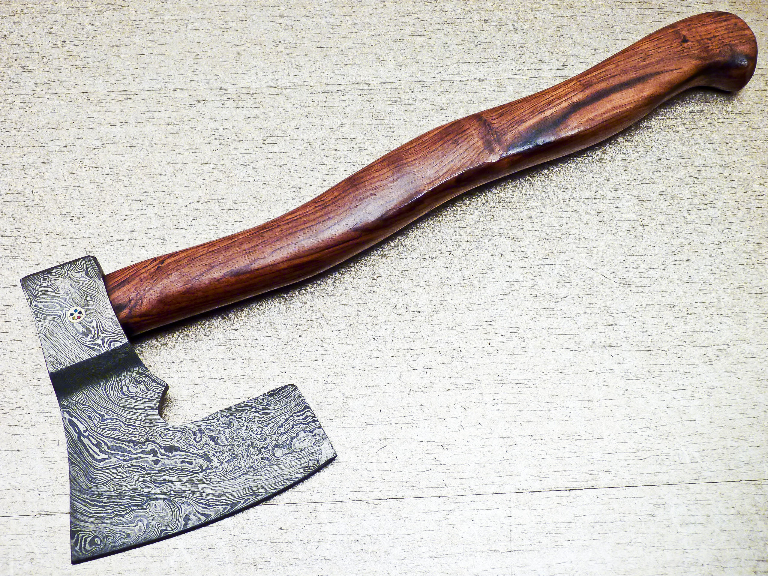 Damascus Steel Custom Handmade Viking Axe 17" - Tophatter's Army Products & Self Defense Collectible Weapons - Tophatter Daily Deals