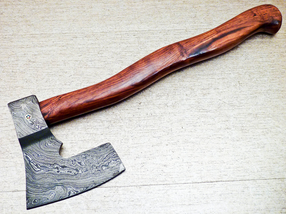Damascus Steel Custom Handmade Viking Axe 17" - Tophatter's Guns'N'Weapons Store Collectible Weapons - Tophatter Daily Deals