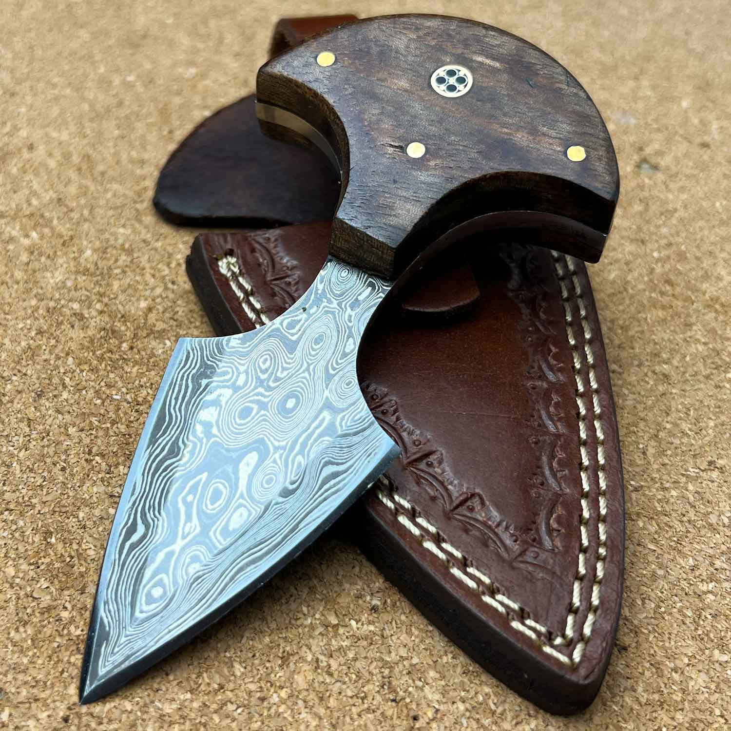 Custom Handmade Damascus Steel 5" Hunting Fix Blade Push Dagger Punch Knife - TOPHATTER'S ARMORY DEALS Collectible Weapons - Tophatter Daily Deals