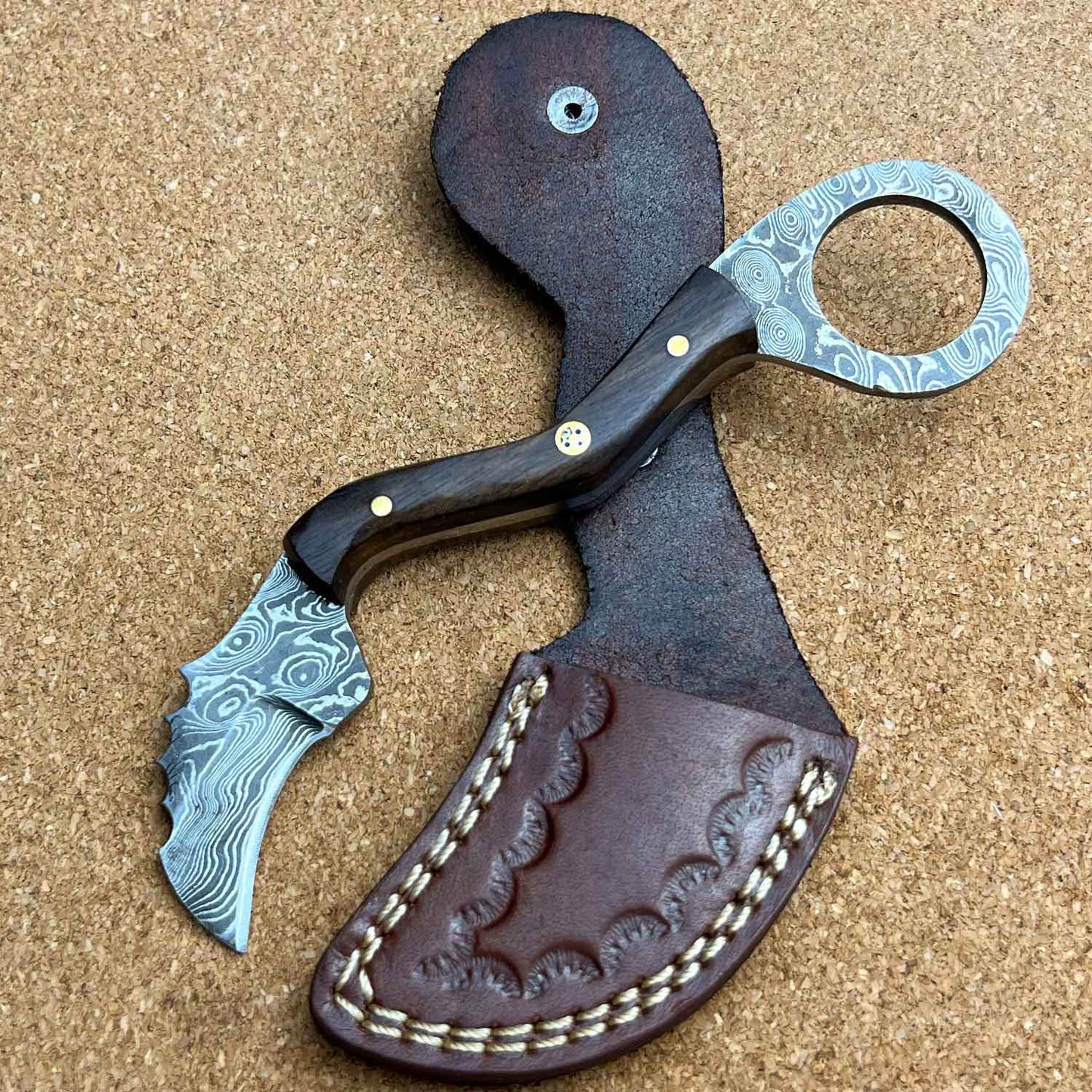 6" Custom Handmade Damascus Steel Karambit Tactical Fixed Blade Knife - TOPHATTER'S ARMORY DEALS Collectible Weapons - Tophatter Daily Deals
