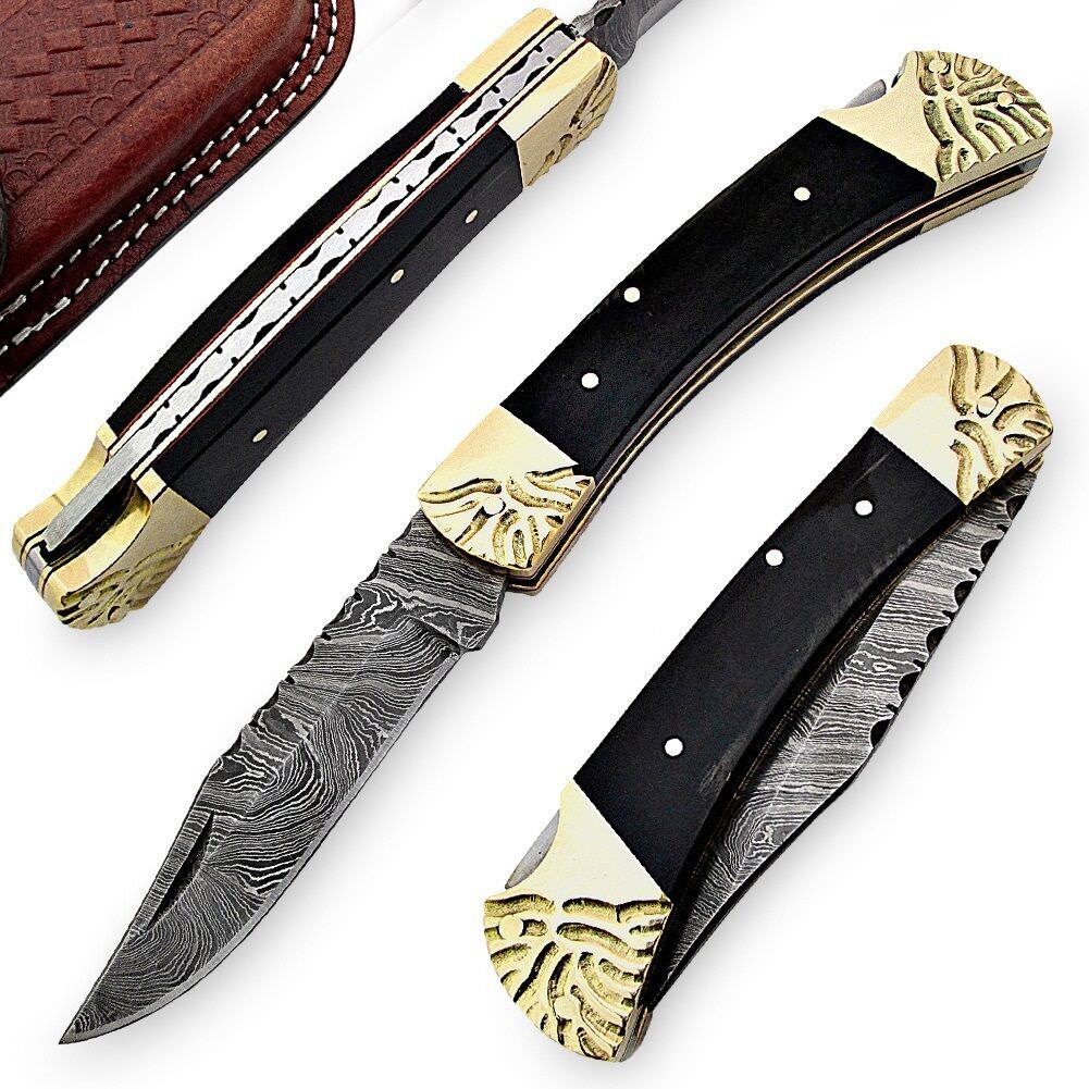 River Bend Handcrafted Damascus Lockback Folding Knife - TOPHATTER'S ARMORY DEALS Collectible Weapons - Tophatter Daily Deals