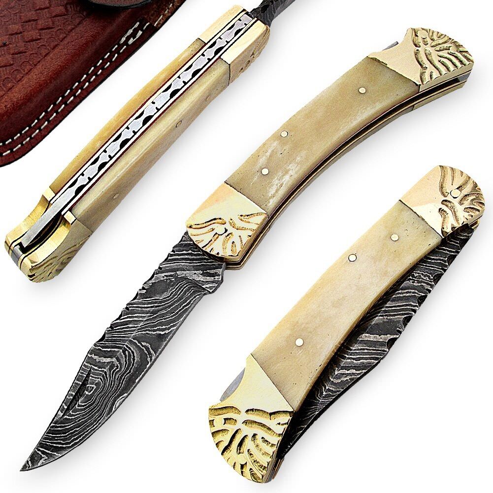 Damascus Desert Nomad Retractable Manual Folding Pocket Knife - TOPHATTER'S ARMORY DEALS Collectible Weapons - Tophatter Daily Deals