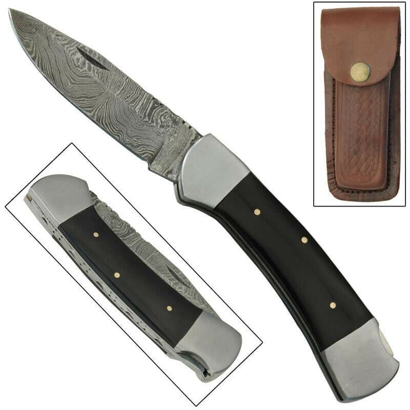 Black Jack Bandit Lock Back Forged Damascus Steel Knife - TOPHATTER'S ARMORY DEALS Collectible Weapons - Tophatter Daily Deals