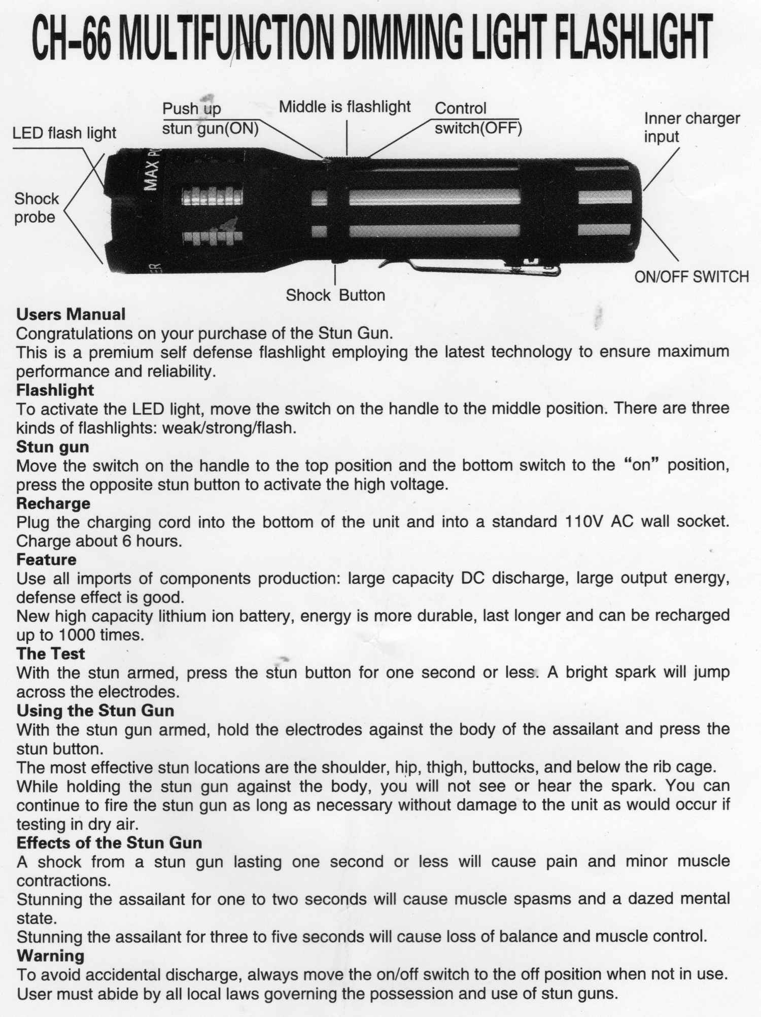 DNA Collecting Rubberized Grip Dual Flashlight Stun Gun Stun Guns - Tophatter Daily Deals