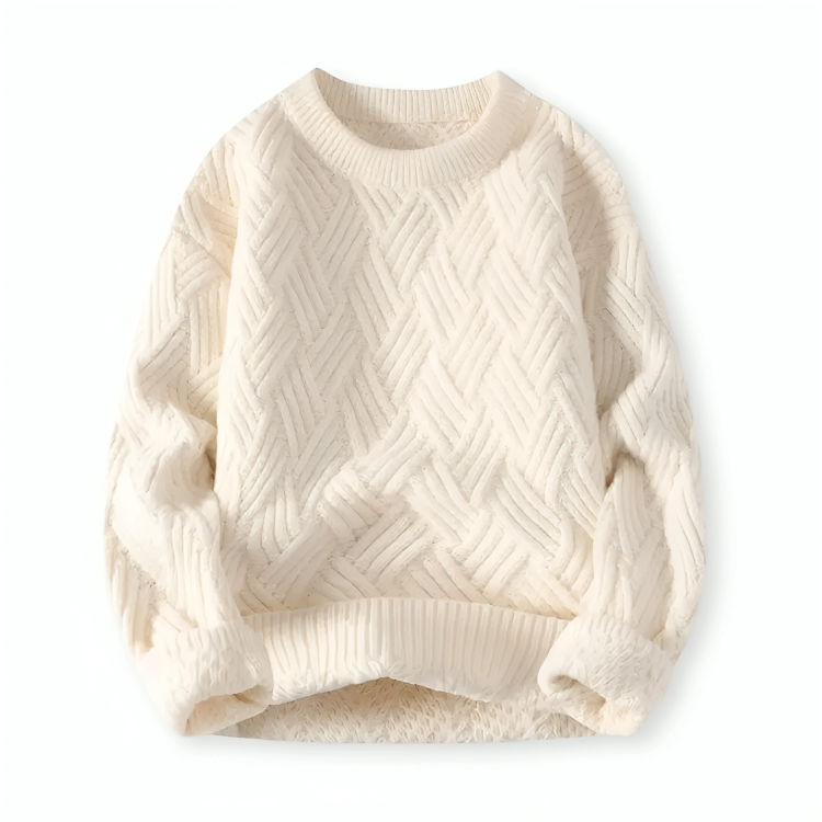 Warm Cozy Men's Cable Knit Sweater - Crewneck Wool Blend White - Tophatter Daily Deals