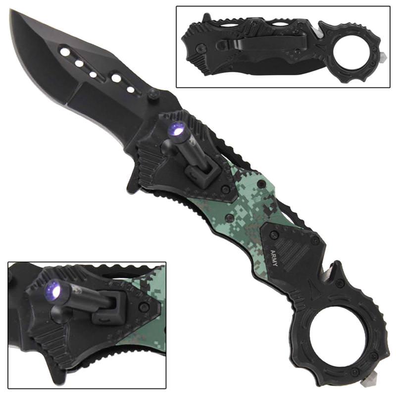 Army Warrior Tactical Emergency Spring Assisted Knife - Tophatter's Guns'N'Weapons Store - FREE SHIPPING Collectible Weapons - Tophatter Daily Deals