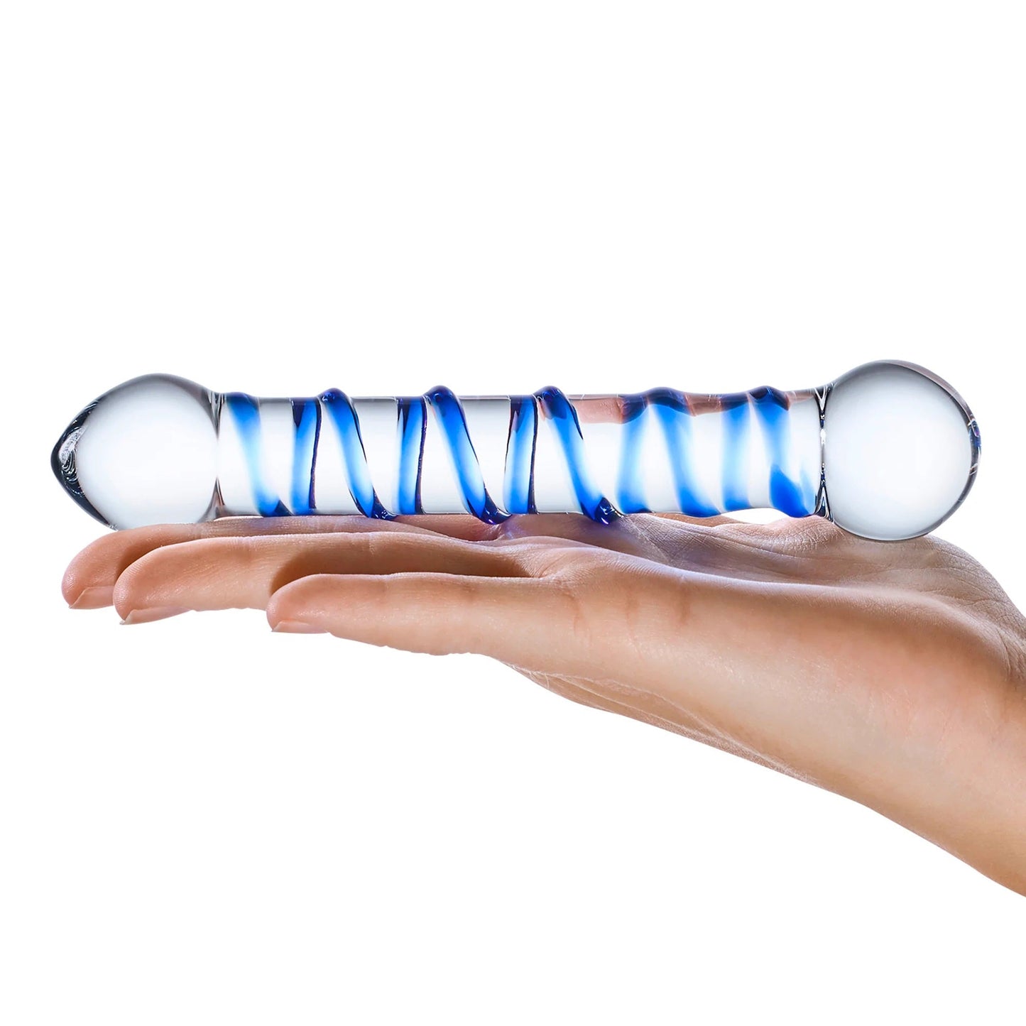 Glas 6.5 Inch Spiral Dildo with Blue Swirls > Glass > Dildos - Tophatter Daily Deals