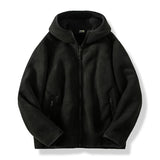 Warm Cozy Men’s Fleece Jacket - Hooded Full Zip, Sherpa Black - Tophatter Daily Deals