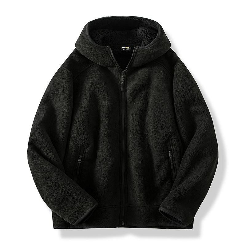 Warm Cozy Men’s Fleece Jacket - Hooded Full Zip, Sherpa Black - Tophatter Daily Deals