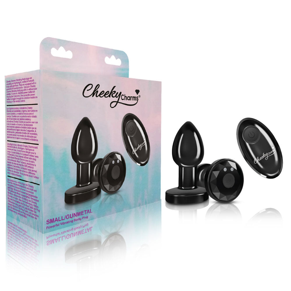 Cheeky Charms Small Gunmetal Vibrating Metal Butt Plug with Remote > Anal Range > Jewel Butt Plugs - Tophatter Daily Deals