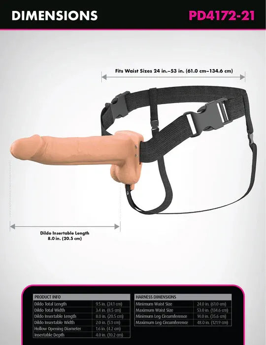 Fantasy X-Tensions Elite (Beige/Brown) – Vibrating Hollow Silicone Strap-On 8 Inch > Dildos > Strap On Harnesses - Tophatter Daily Deals