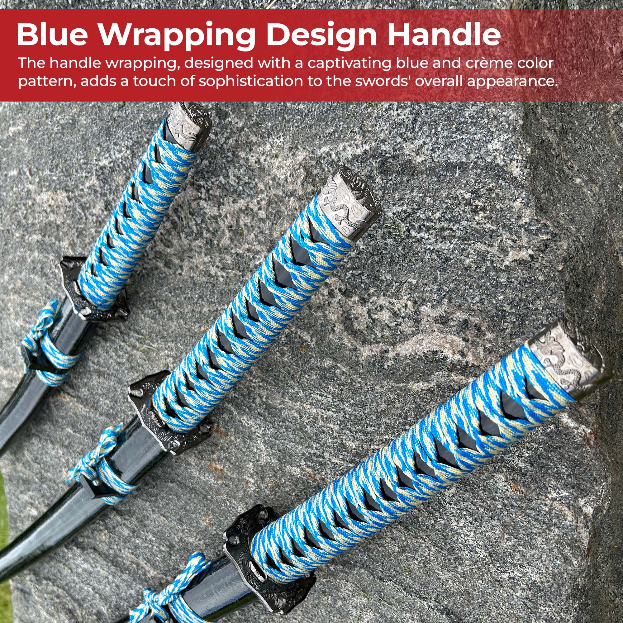 Dragon Edge Three Sword Katana Sword Set With Stand Swords - Tophatter Daily Deals
