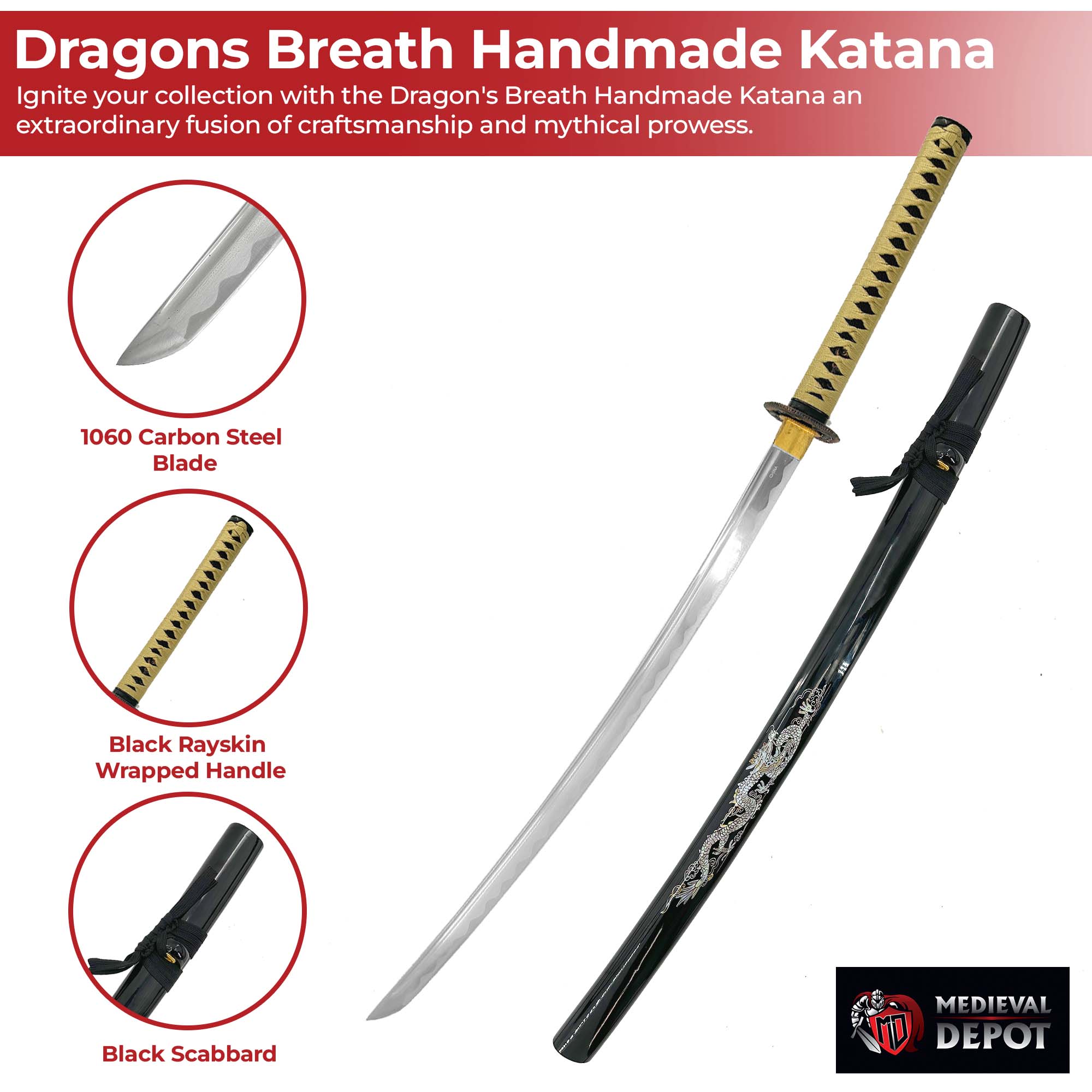Dragons Breath Handmade Katana Swords - Tophatter Daily Deals