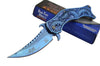 Dragon Blue Mirror Spring Assisted Knife w/ 3D Engraved Scales Dark Side Knife-Assist - Tophatter Daily Deals