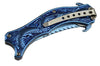 Dragon Blue Mirror Spring Assisted Knife w/ 3D Engraved Scales Dark Side Knife-Assist - Tophatter Daily Deals