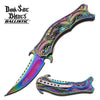 Dragon Titanium Rainbow Spring Assisted Knife 3D Engraved Scales Dark Side Knife-Assist - Tophatter Daily Deals