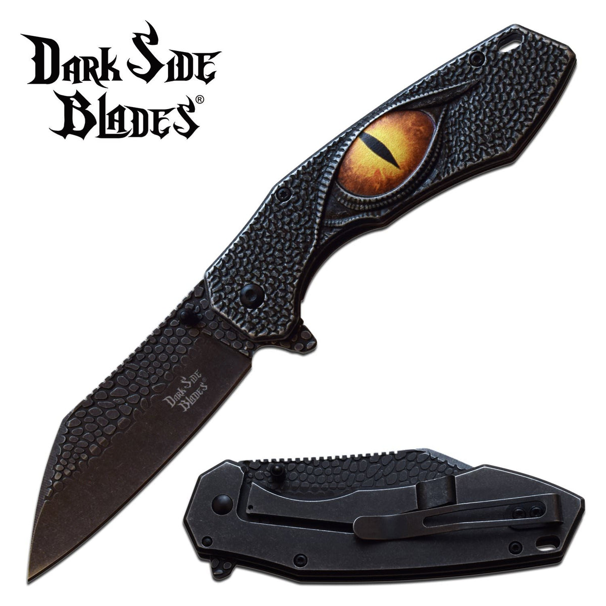 Dragon Eye Stonewash Scale Blade Spring Assist Folding Knife - Tophatter's Guns'N'Weapons Store - FREE SHIPPING Collectible Weapons - Tophatter Daily Deals