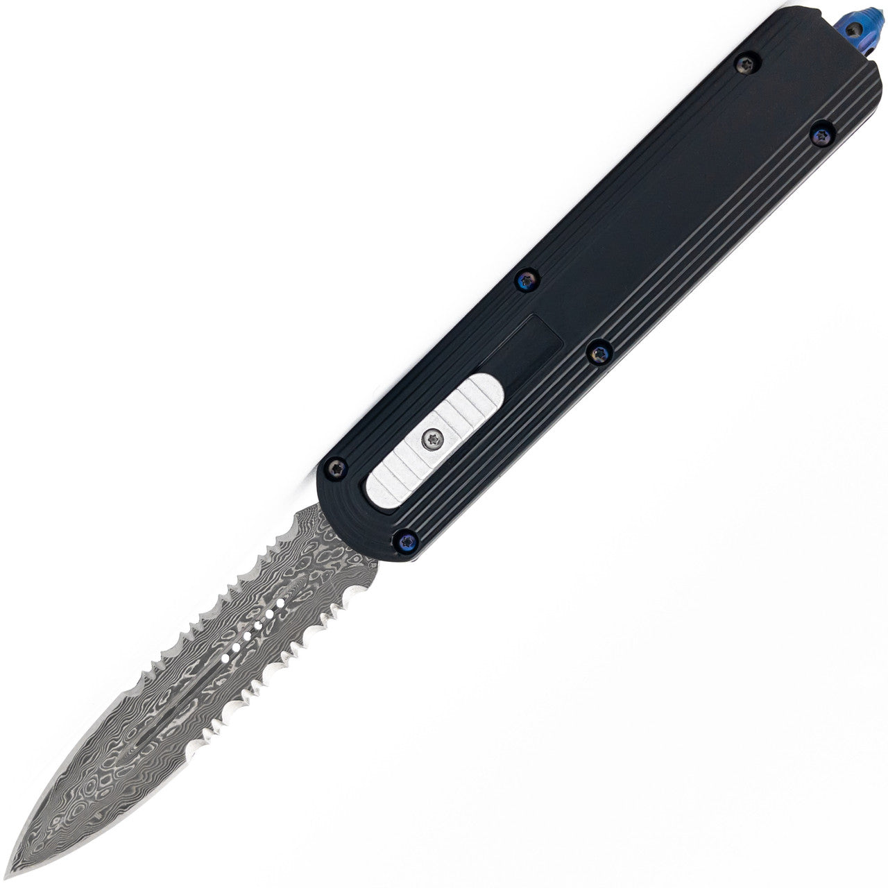 9.25" Permanent Rain Damascus Steel Automatic Out The Front Knife - TOPHATTER'S ARMORY DEALS Collectible Weapons - Tophatter Daily Deals