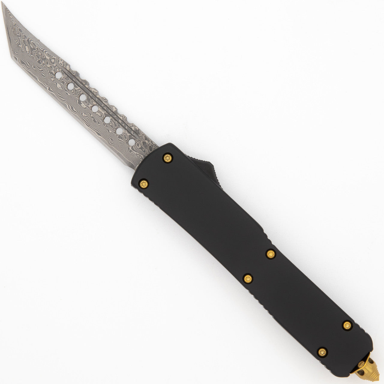 8.6" Dipping in Gold Damascus Tanto Automatic Out the Front Knife - TOPHATTER'S ARMORY DEALS Collectible Weapons - Tophatter Daily Deals