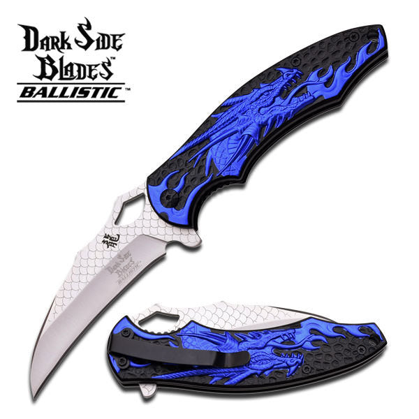 4.5" Blue Dragon Camping Hunting Spring Assited Pocket Knife - TOPHATTER'S ARMORY DEALS Collectible Weapons - Tophatter Daily Deals