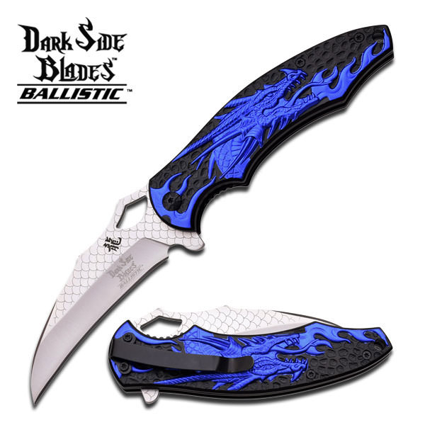 4.5" Blue Dragon Camping Hunting Spring Assited Pocket Knife - Tophatter's Guns'N'Weapons Store Collectible Weapons - Tophatter Daily Deals