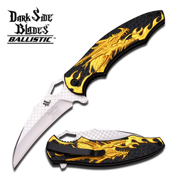 4.5" Gold Dragon Camping Hunting Spring Assited Pocket Knife - Tophatter's Guns'N'Weapons Store Collectible Weapons - Tophatter Daily Deals