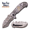 Spring Assisted Folding Knife Gray Stone Glow-in-Dark Skull Serrated Blade Collectible Weapons - Tophatter Daily Deals