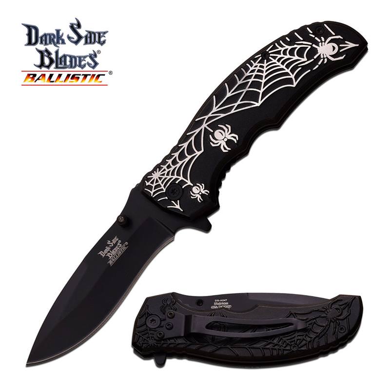 Dark Side Blades Black Spider Spring Assisted Opening Knife - TOPHATTER'S ARMORY DEALS Collectible Weapons - Tophatter Daily Deals