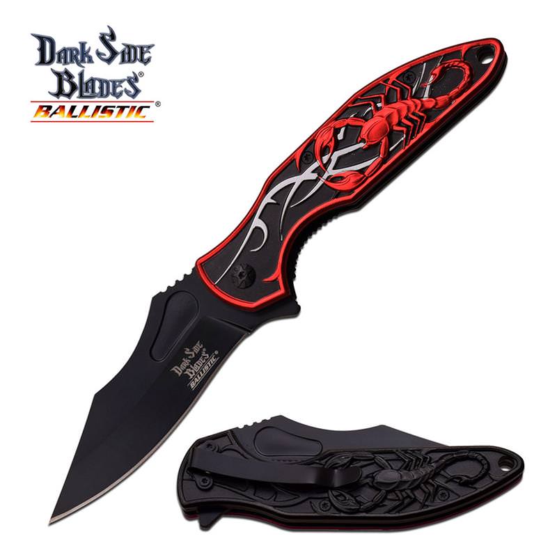 Red Scorpion Tactical Hunting Rescue Spring Assist Knife Collectible Weapons - Tophatter Daily Deals