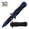 Spring Assist Open Fantasy Knife Blue Dragon Design With Clip - TOPHATTER'S ARMORY DEALS Collectible Weapons - Tophatter Daily Deals