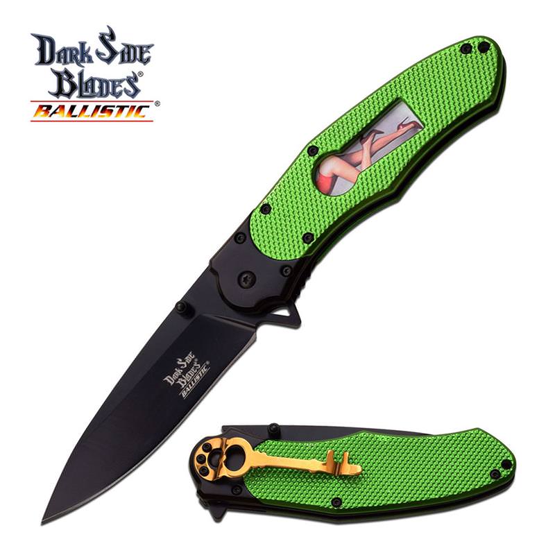 Dark Side Blades 8.5" Spring Assisted Opening Pocket Knife Green - Tophatter's Army Products & Self Defense Collectible Weapons - Tophatter Daily Deals