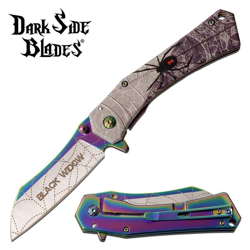 Black Widow Spider Spring Assisted Folding Pocket Knife Rainbow - Tophatter's Inc. Weapons Store Online Collectible Weapons - Tophatter Daily Deals