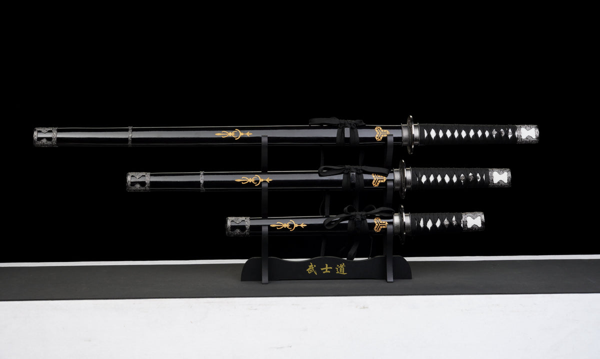 Kill Bill - Hattori Hanzo Triple Set Display Katana (Straight Blade) Sword - Tophatter Daily Deals