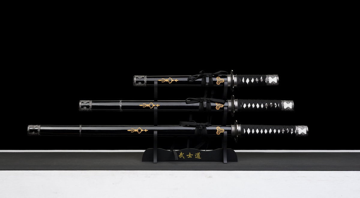 Kill Bill - Hattori Hanzo Triple Set Display Katana (Straight Blade) Sword - Tophatter Daily Deals