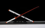 Demon Slayer - Kyojuro Rengoku Red Nichirin Display (Straight Blade) Katana Sword - Tophatter Daily Deals