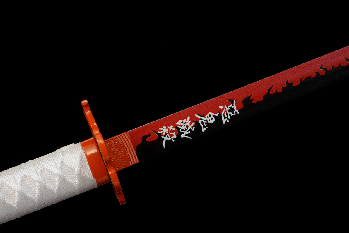Demon Slayer - Kyojuro Rengoku Red Nichirin Display (Straight Blade) Katana Sword - Tophatter Daily Deals