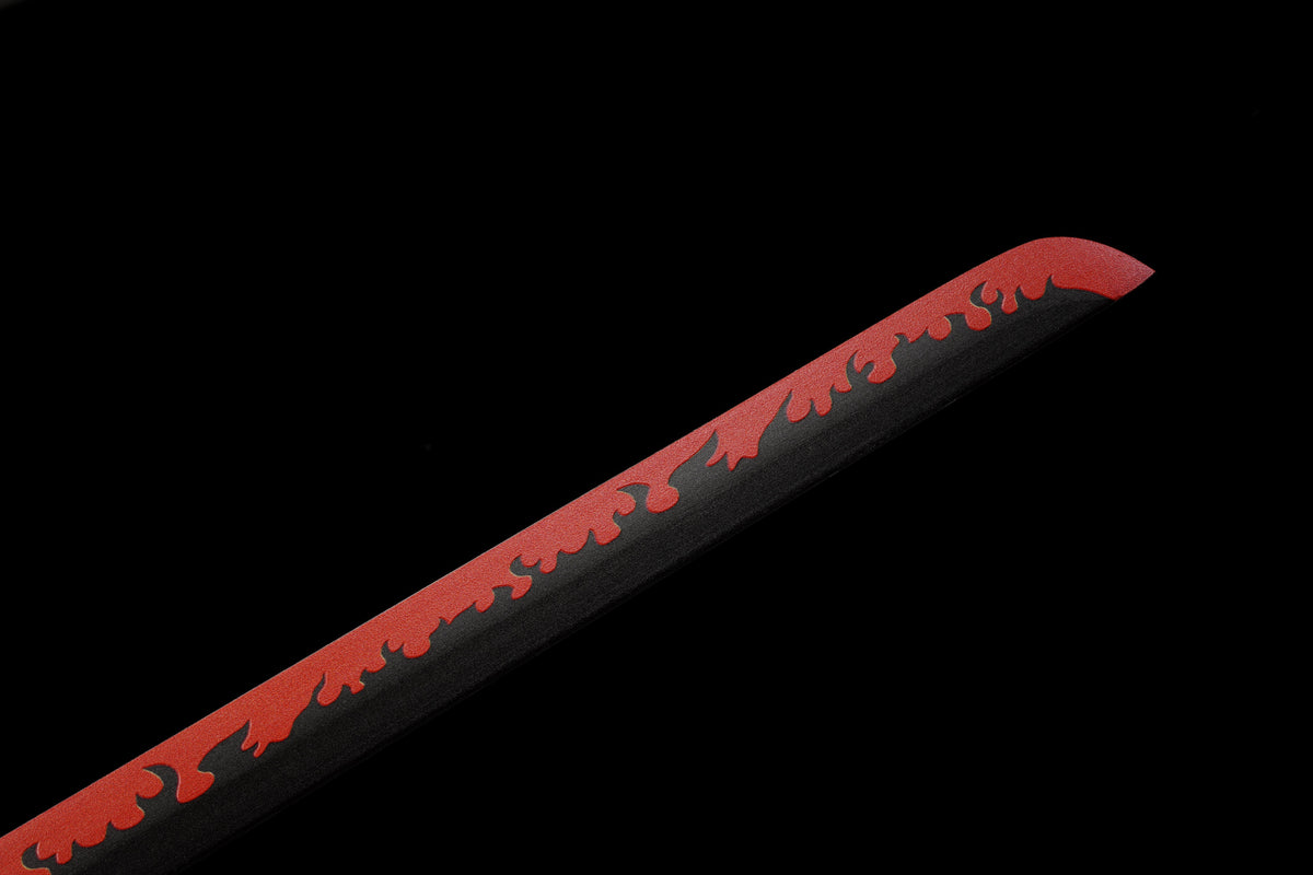 Demon Slayer - Kyojuro Rengoku Red Nichirin Display (Straight Blade) Katana Sword - Tophatter Daily Deals